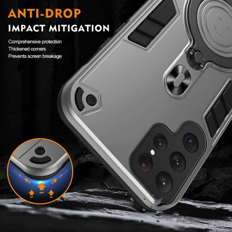 For Samsung Galaxy S24 Ultra 5G Metal Ring 360 Degree Rotating Holder PC Hybrid TPU Phone Case