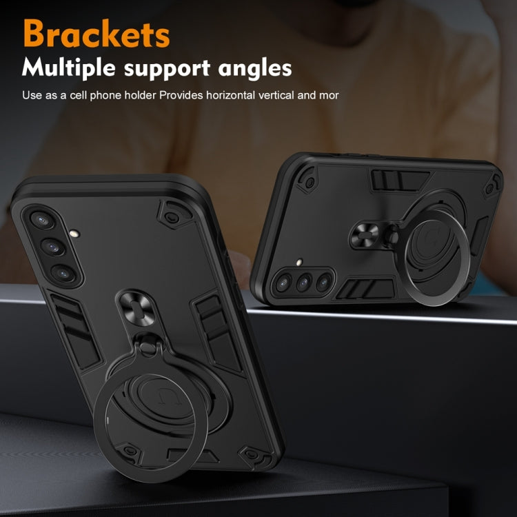 For Samsung Galaxy S23 FE 5G Metal Ring 360 Degree Rotating Holder PC Hybrid TPU Phone Case