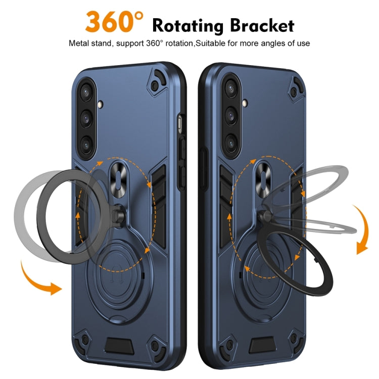 For Samsung Galaxy S23 FE 5G Metal Ring 360 Degree Rotating Holder PC Hybrid TPU Phone Case