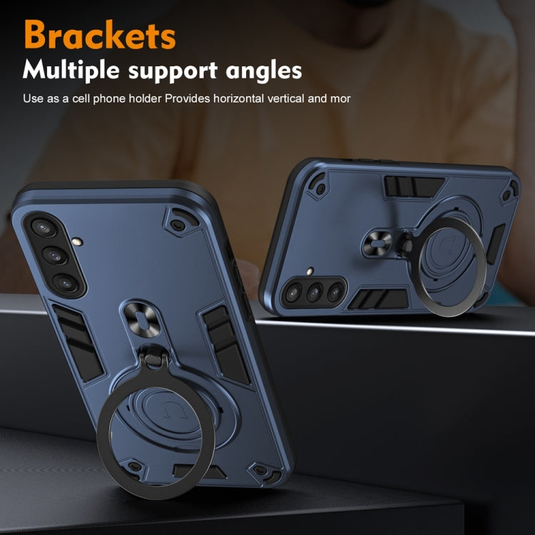 For Samsung Galaxy S23 FE 5G Metal Ring 360 Degree Rotating Holder PC Hybrid TPU Phone Case
