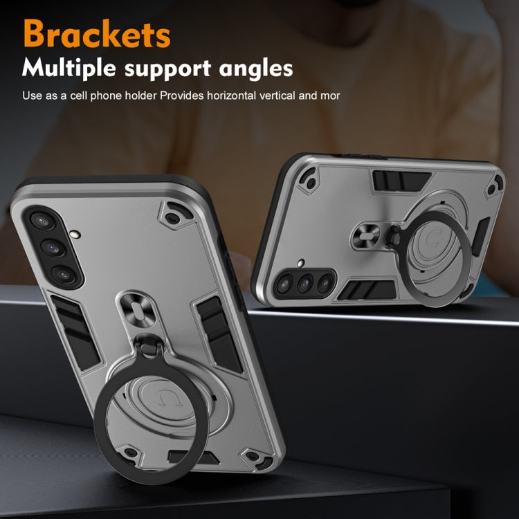 For Samsung Galaxy S23 FE 5G Metal Ring 360 Degree Rotating Holder PC Hybrid TPU Phone Case