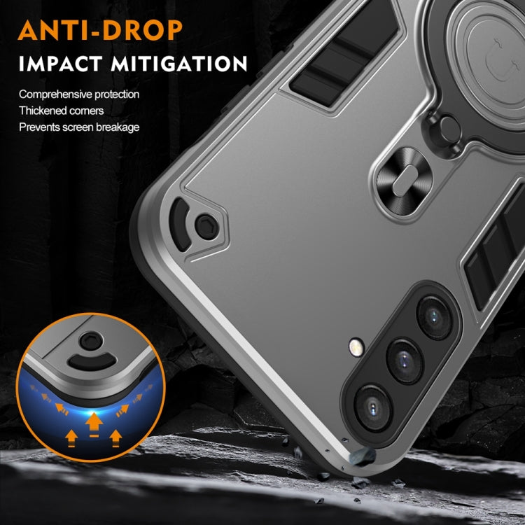 For Samsung Galaxy S23 FE 5G Metal Ring 360 Degree Rotating Holder PC Hybrid TPU Phone Case