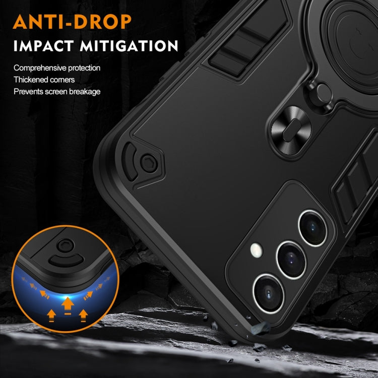 For Samsung Galaxy S24 FE 5G Metal Ring 360 Degree Rotating Holder PC Hybrid TPU Phone Case