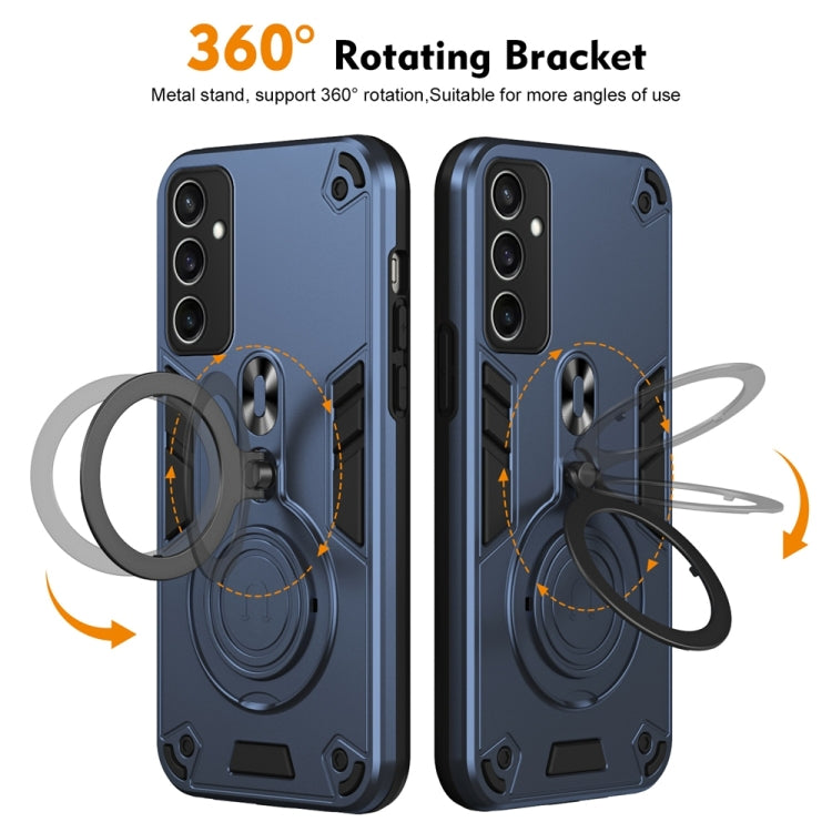For Samsung Galaxy S24 FE 5G Metal Ring 360 Degree Rotating Holder PC Hybrid TPU Phone Case