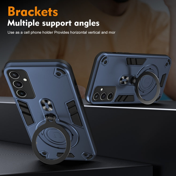 For Samsung Galaxy S24 FE 5G Metal Ring 360 Degree Rotating Holder PC Hybrid TPU Phone Case