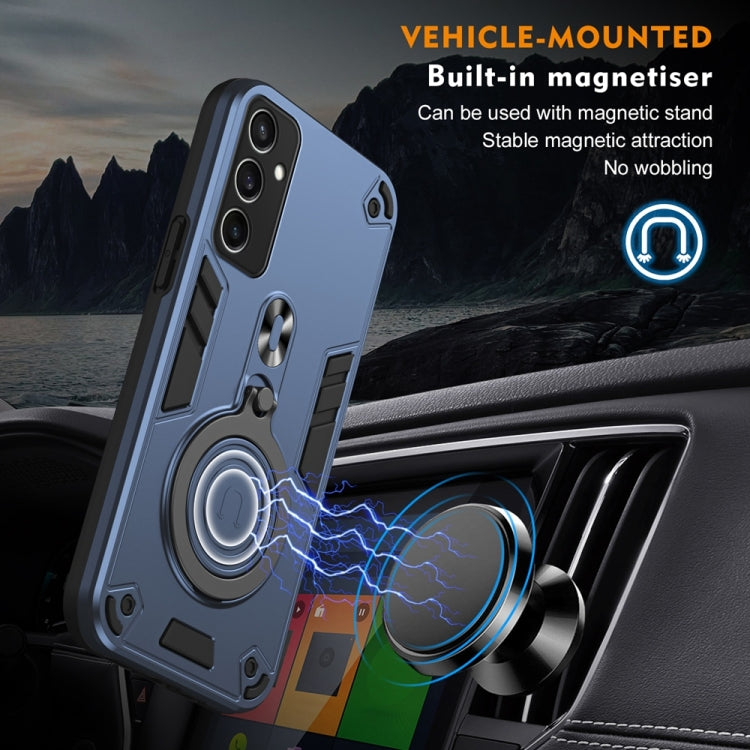 For Samsung Galaxy S24 FE 5G Metal Ring 360 Degree Rotating Holder PC Hybrid TPU Phone Case