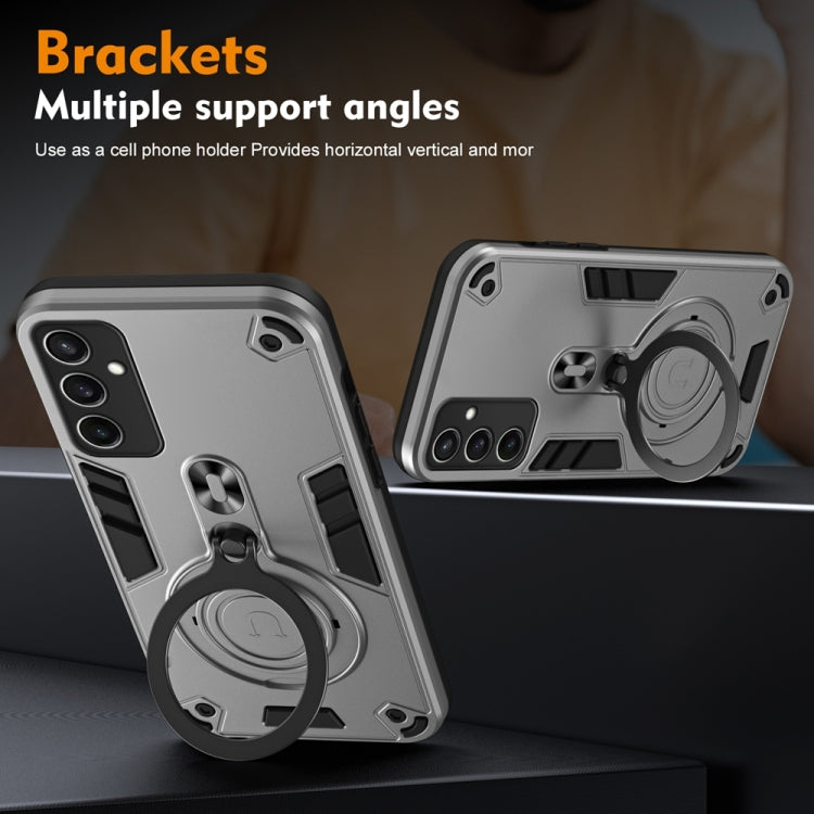 For Samsung Galaxy S24 FE 5G Metal Ring 360 Degree Rotating Holder PC Hybrid TPU Phone Case