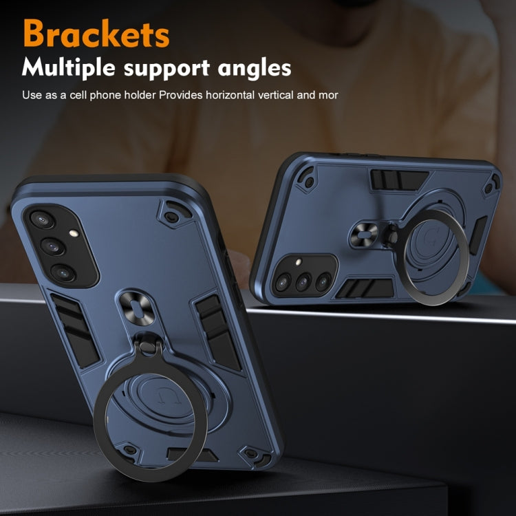 For Samsung Galaxy S25 5G Metal Ring 360 Degree Rotating Holder PC Hybrid TPU Phone Case