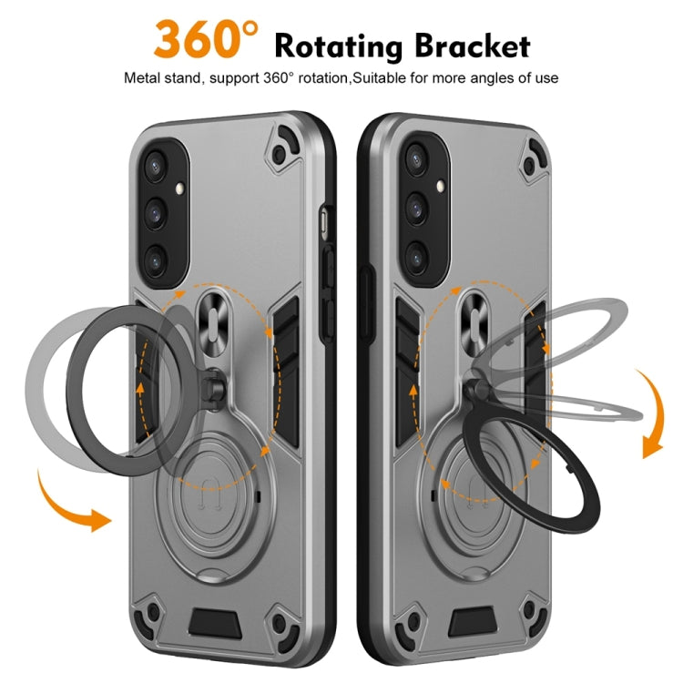 For Samsung Galaxy S25 5G Metal Ring 360 Degree Rotating Holder PC Hybrid TPU Phone Case