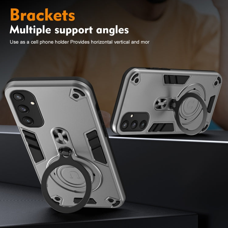 For Samsung Galaxy S25 5G Metal Ring 360 Degree Rotating Holder PC Hybrid TPU Phone Case