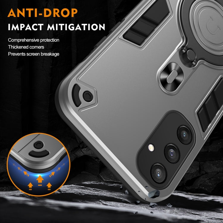 For Samsung Galaxy S25 5G Metal Ring 360 Degree Rotating Holder PC Hybrid TPU Phone Case