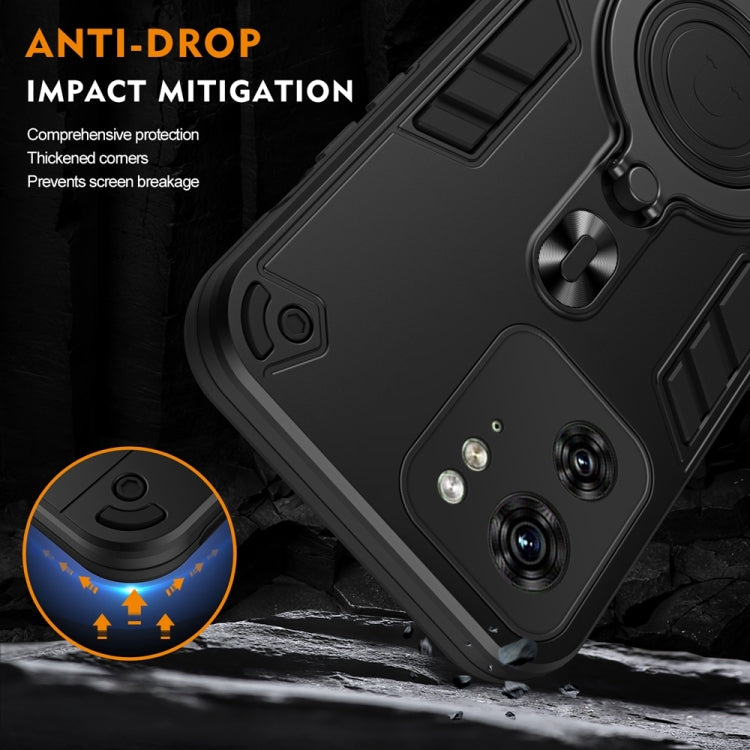 For Motorola Edge 40 Metal Ring 360 Degree Rotating Holder PC Hybrid TPU Phone Case