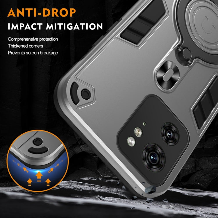 For Motorola Edge 40 Metal Ring 360 Degree Rotating Holder PC Hybrid TPU Phone Case