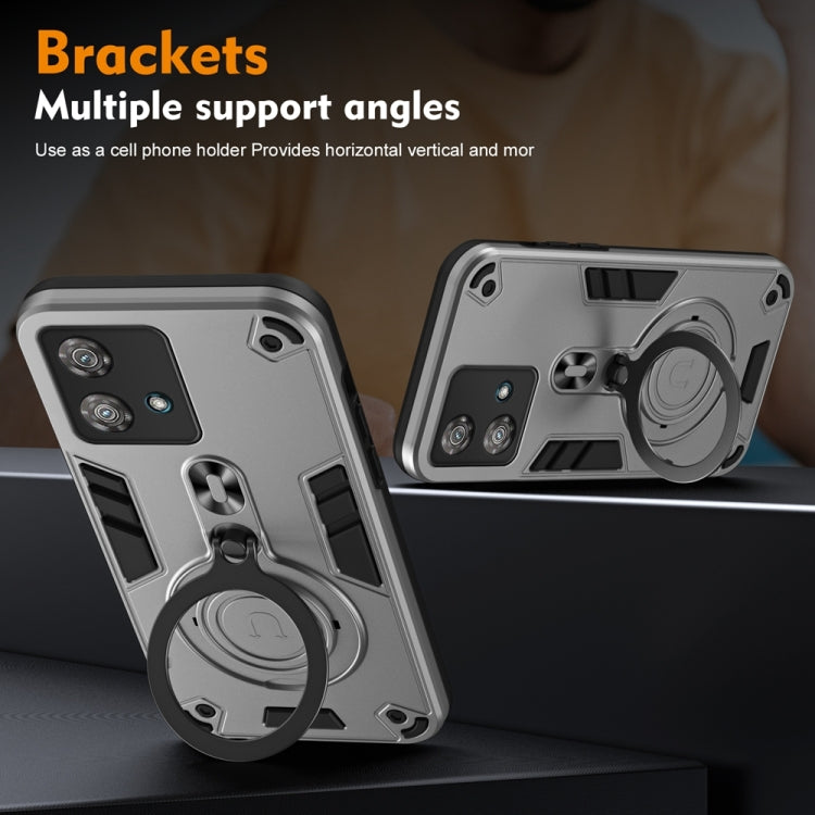For Motorola Edge 40 Neo Metal Ring 360 Degree Rotating Holder PC Hybrid TPU Phone Case