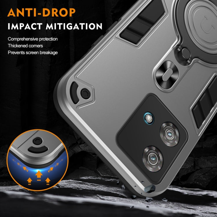 For Motorola Edge 40 Neo Metal Ring 360 Degree Rotating Holder PC Hybrid TPU Phone Case