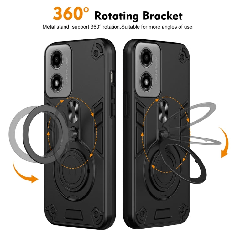 For Motorola Moto G04 / G24 Metal Ring 360 Degree Rotating Holder PC Hybrid TPU Phone Case