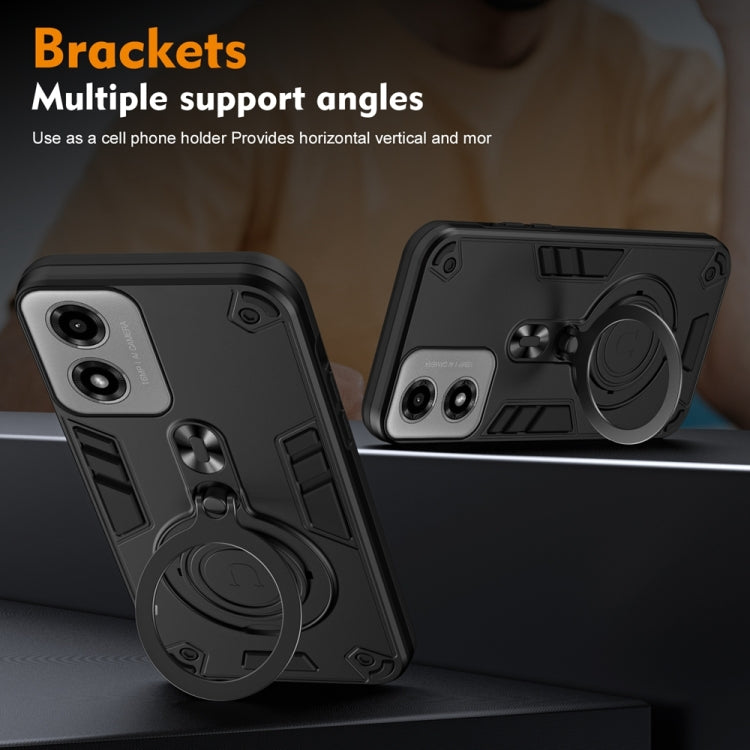 For Motorola Moto G04 / G24 Metal Ring 360 Degree Rotating Holder PC Hybrid TPU Phone Case