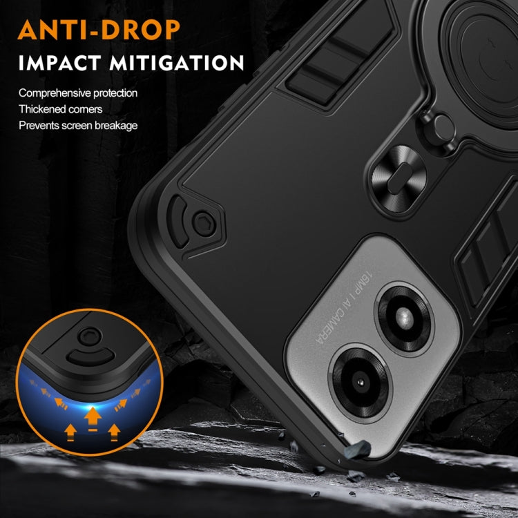 For Motorola Moto G04 / G24 Metal Ring 360 Degree Rotating Holder PC Hybrid TPU Phone Case