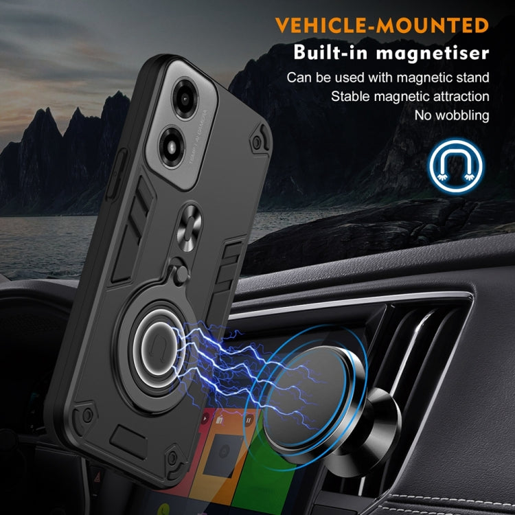 For Motorola Moto G04 / G24 Metal Ring 360 Degree Rotating Holder PC Hybrid TPU Phone Case