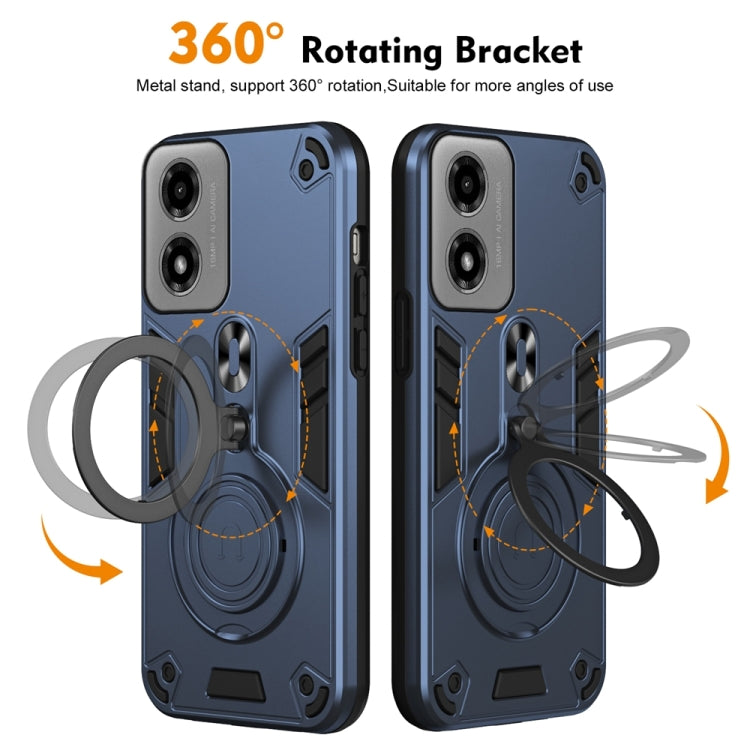 For Motorola Moto G04 / G24 Metal Ring 360 Degree Rotating Holder PC Hybrid TPU Phone Case