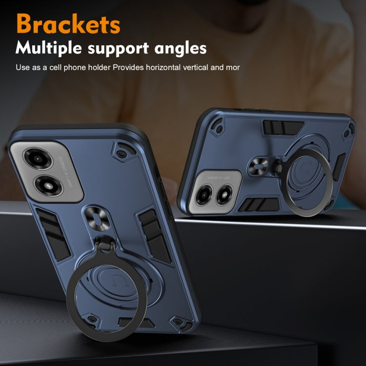 For Motorola Moto G04 / G24 Metal Ring 360 Degree Rotating Holder PC Hybrid TPU Phone Case