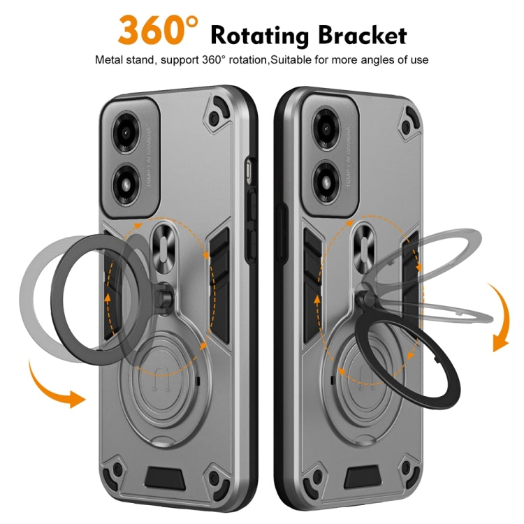 For Motorola Moto G04 / G24 Metal Ring 360 Degree Rotating Holder PC Hybrid TPU Phone Case