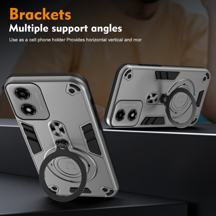 For Motorola Moto G04 / G24 Metal Ring 360 Degree Rotating Holder PC Hybrid TPU Phone Case