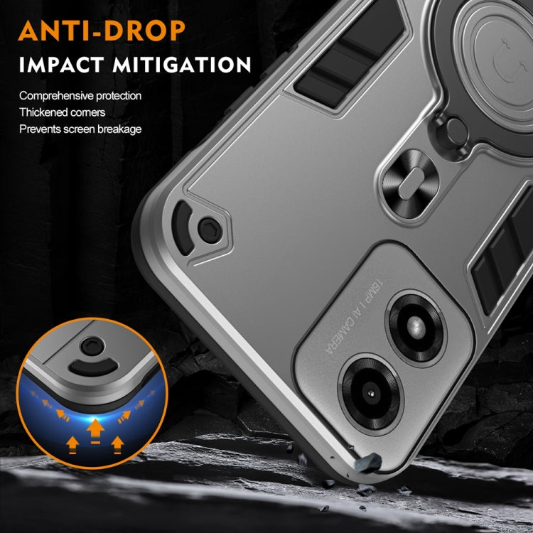 For Motorola Moto G04 / G24 Metal Ring 360 Degree Rotating Holder PC Hybrid TPU Phone Case