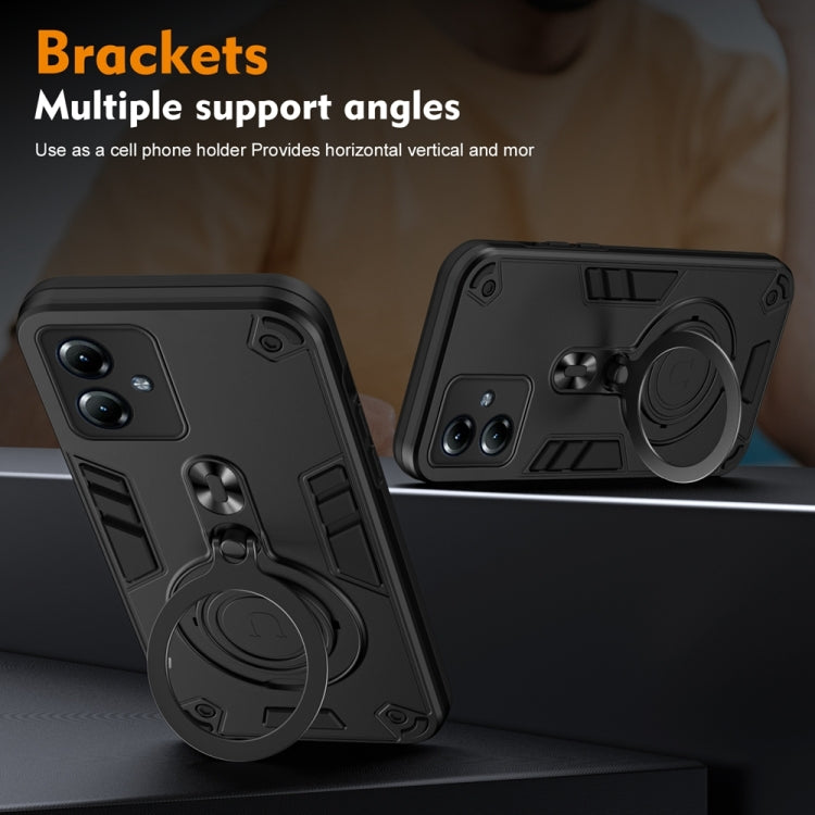 For Motorola Moto G14 Metal Ring 360 Degree Rotating Holder PC Hybrid TPU Phone Case