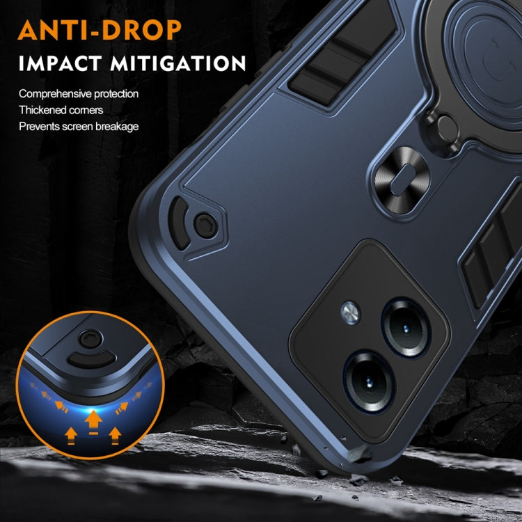 For Motorola Moto G14 Metal Ring 360 Degree Rotating Holder PC Hybrid TPU Phone Case