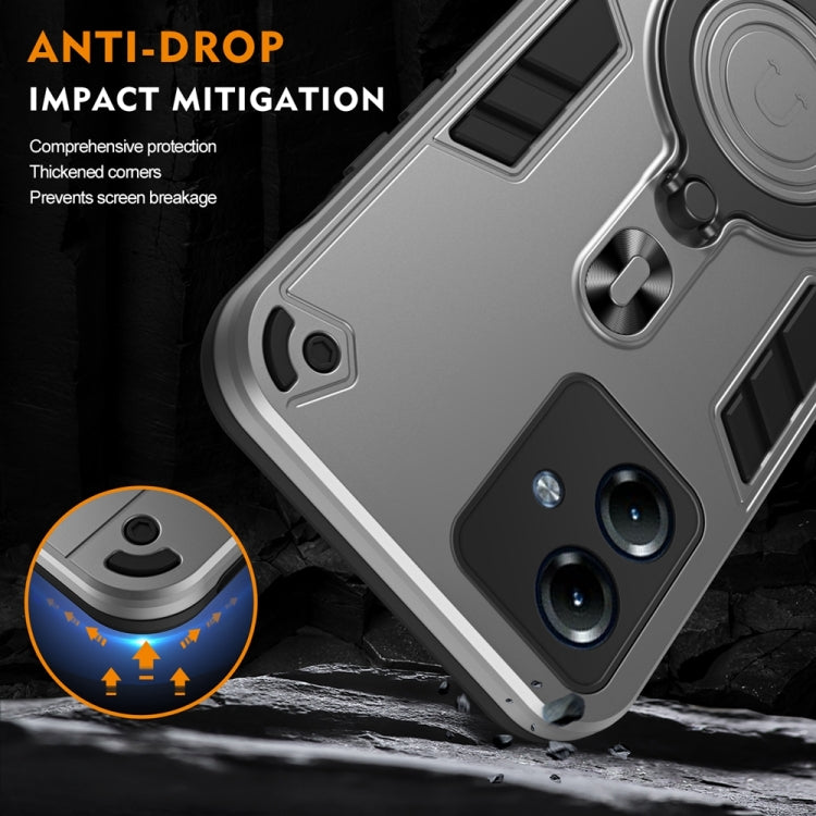 For Motorola Moto G14 Metal Ring 360 Degree Rotating Holder PC Hybrid TPU Phone Case
