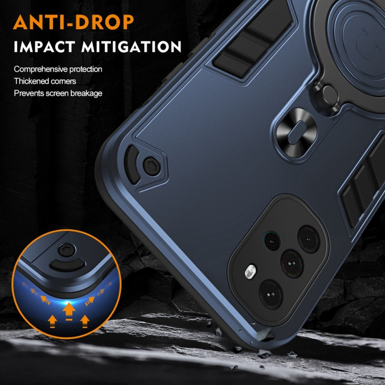 For Motorola Moto G22 Metal Ring 360 Degree Rotating Holder PC Hybrid TPU Phone Case