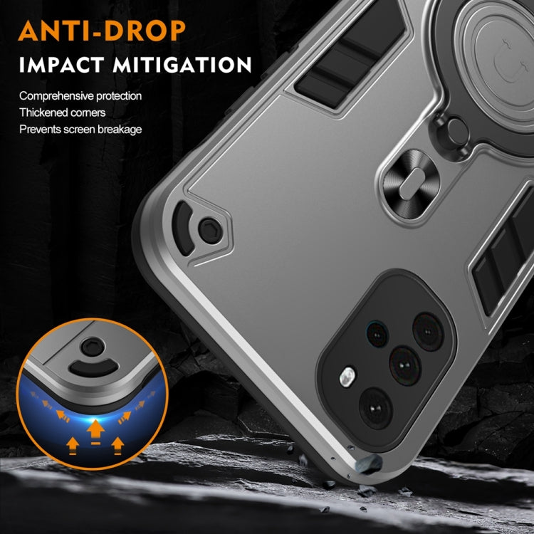 For Motorola Moto G22 Metal Ring 360 Degree Rotating Holder PC Hybrid TPU Phone Case