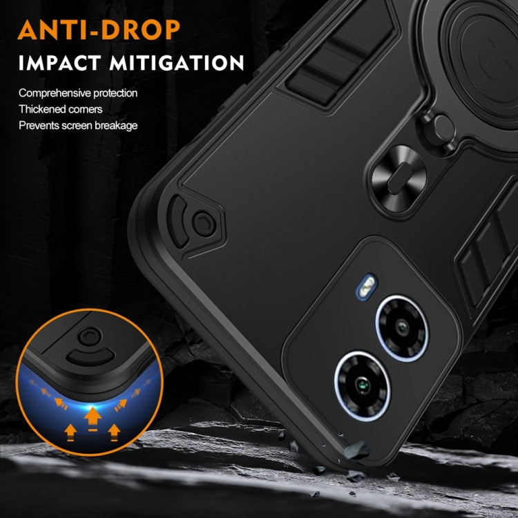 For Motorola Moto G34 Metal Ring 360 Degree Rotating Holder PC Hybrid TPU Phone Case