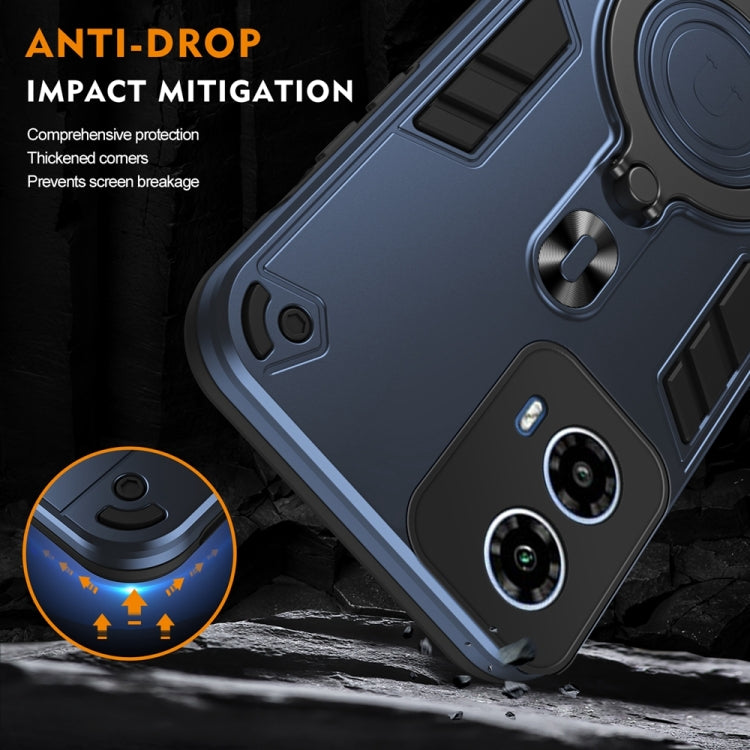 For Motorola Moto G34 Metal Ring 360 Degree Rotating Holder PC Hybrid TPU Phone Case