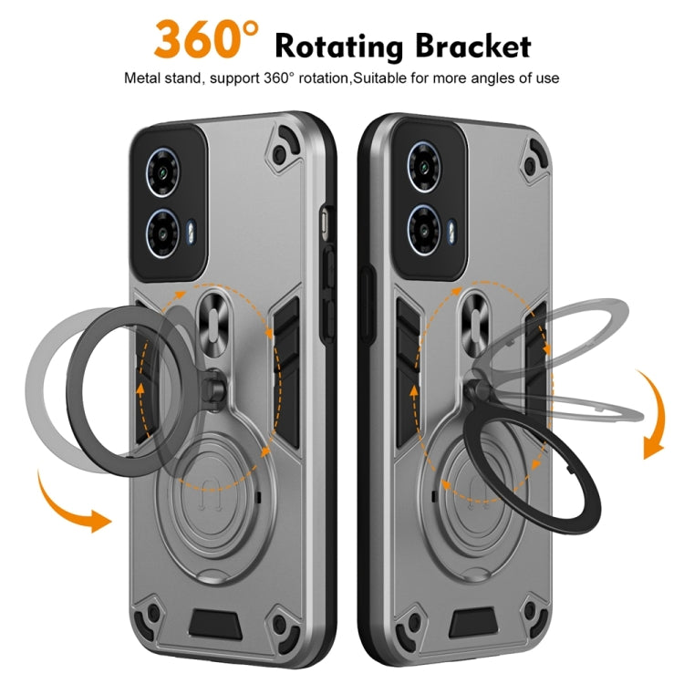For Motorola Moto G34 Metal Ring 360 Degree Rotating Holder PC Hybrid TPU Phone Case