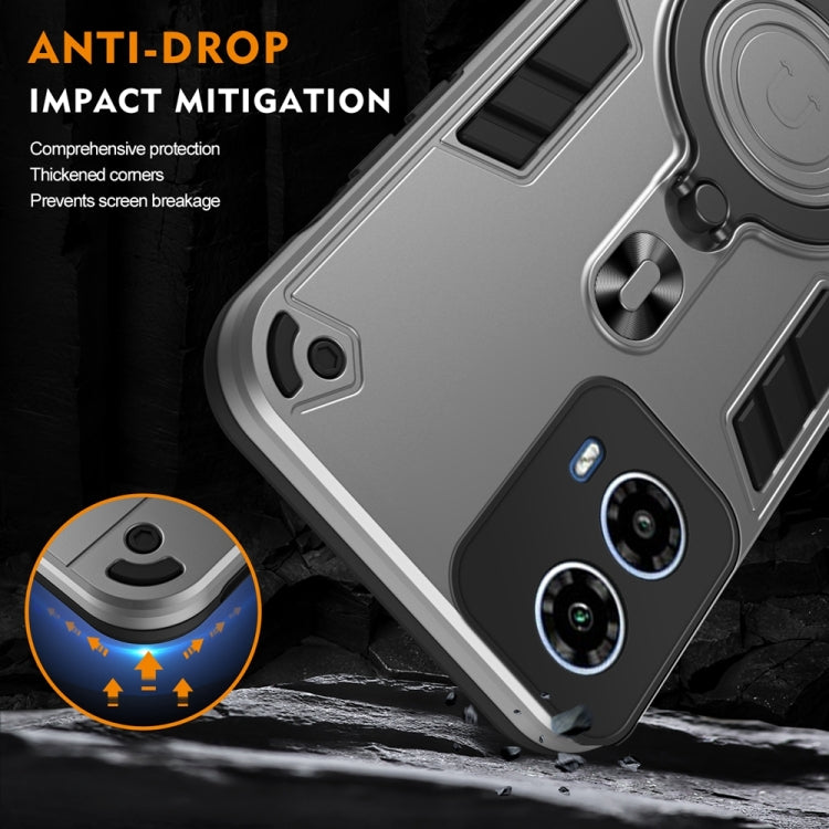 For Motorola Moto G34 Metal Ring 360 Degree Rotating Holder PC Hybrid TPU Phone Case