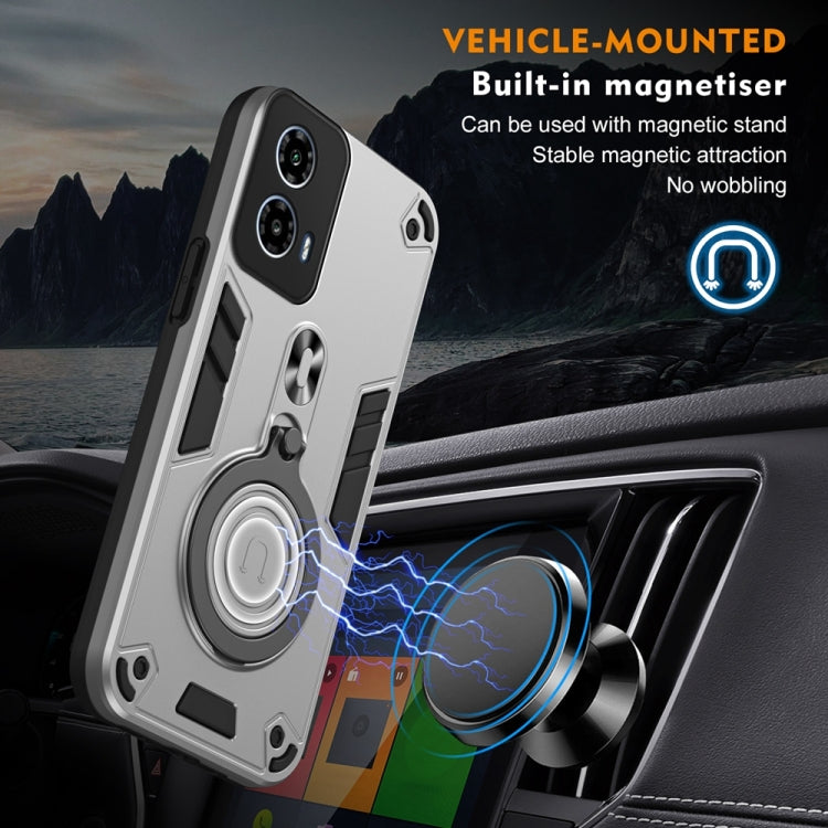 For Motorola Moto G34 Metal Ring 360 Degree Rotating Holder PC Hybrid TPU Phone Case