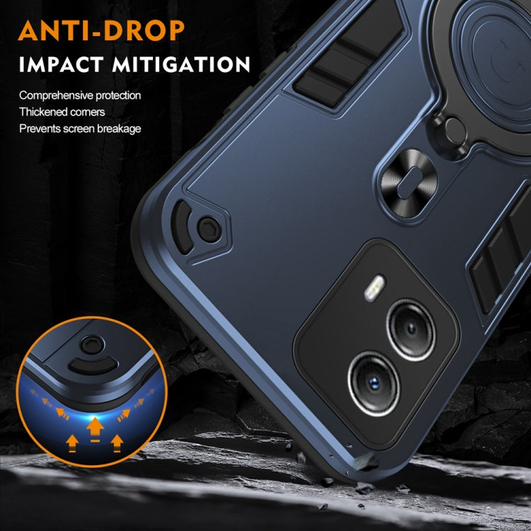 For Motorola Moto G53 5G Metal Ring 360 Degree Rotating Holder PC Hybrid TPU Phone Case