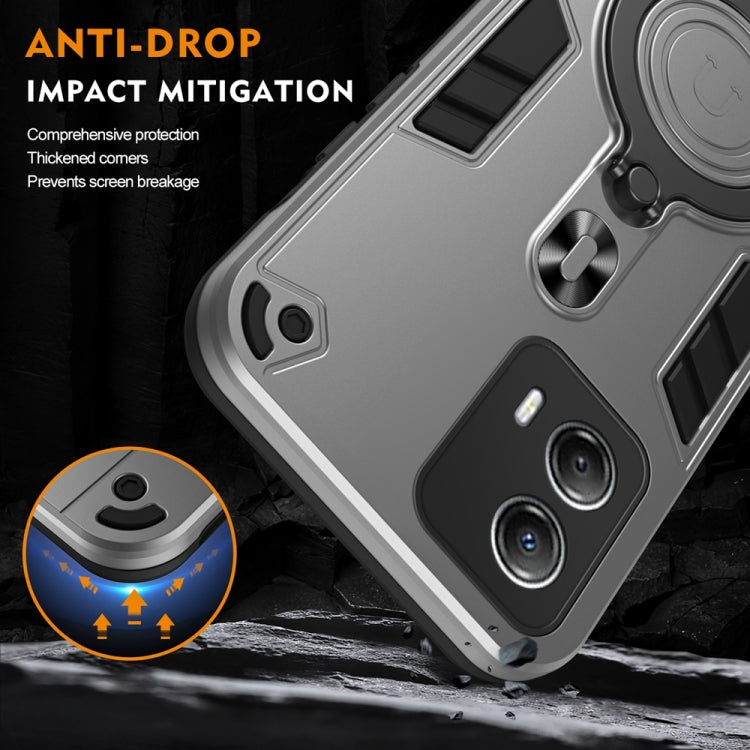 For Motorola Moto G53 5G Metal Ring 360 Degree Rotating Holder PC Hybrid TPU Phone Case