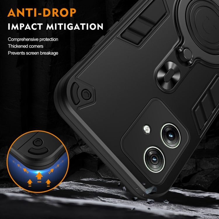 For Motorola Moto G54 Brazil Version Metal Ring 360 Degree Rotating Holder PC Hybrid TPU Phone Case
