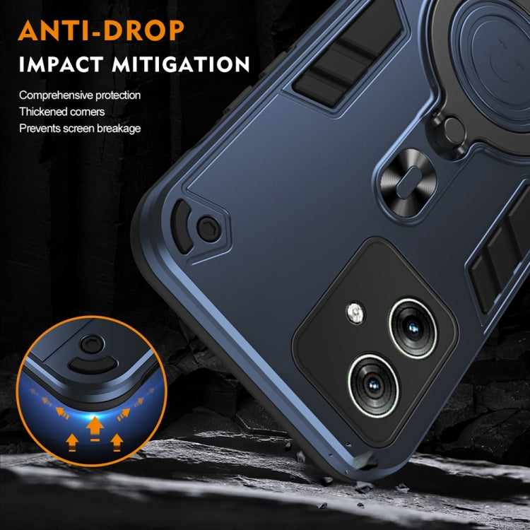 For Motorola Moto G54 Brazil Version Metal Ring 360 Degree Rotating Holder PC Hybrid TPU Phone Case