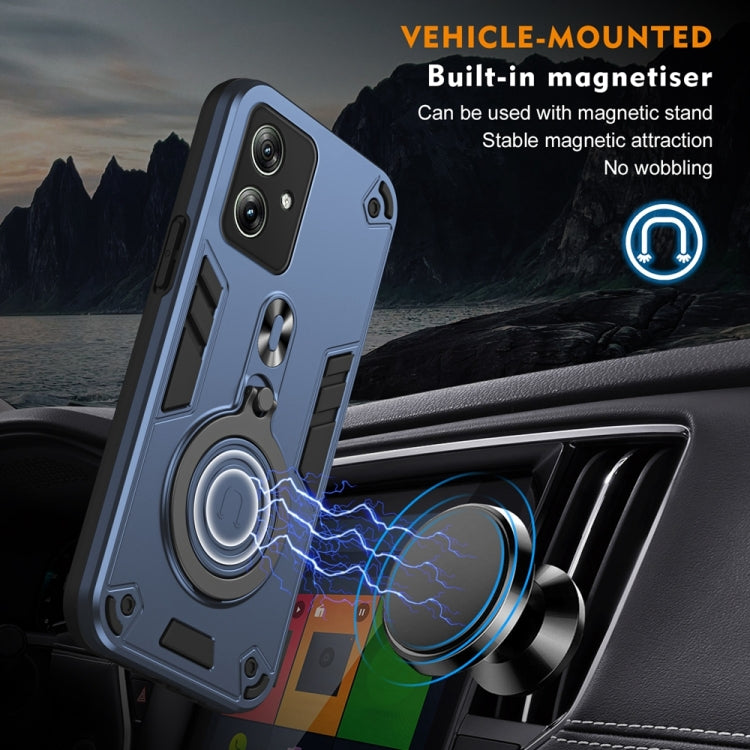 For Motorola Moto G54 Brazil Version Metal Ring 360 Degree Rotating Holder PC Hybrid TPU Phone Case