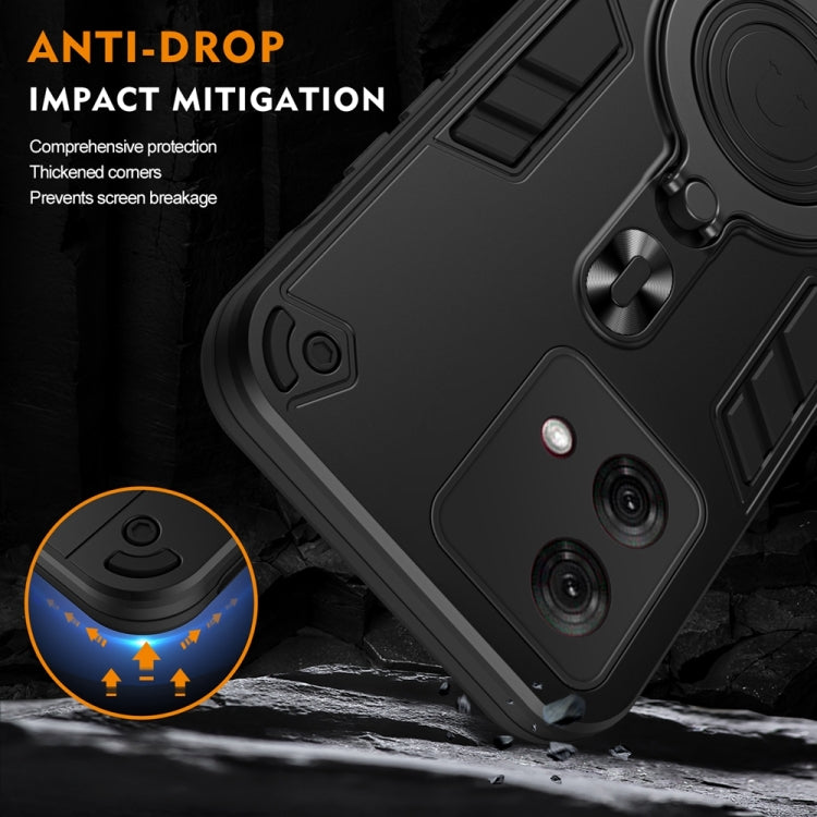 For Motorola Moto G84 Metal Ring 360 Degree Rotating Holder PC Hybrid TPU Phone Case