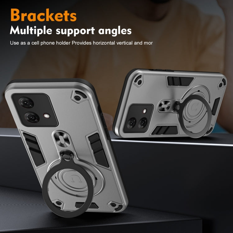 For Motorola Moto G84 Metal Ring 360 Degree Rotating Holder PC Hybrid TPU Phone Case