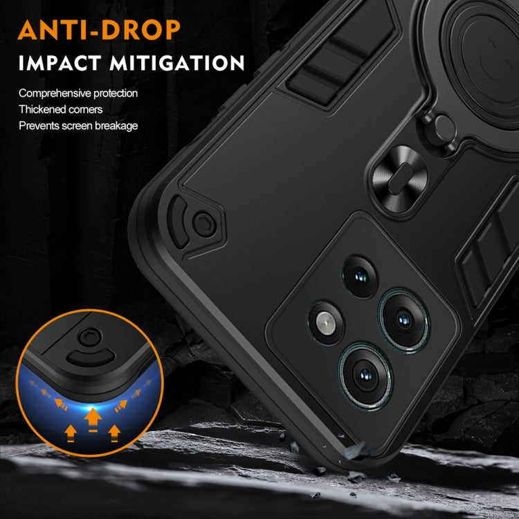 For Motorola Edge 50 Metal Ring 360 Degree Rotating Holder PC Hybrid TPU Phone Case