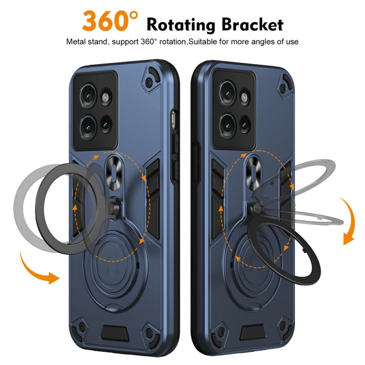 For Motorola Edge 50 Metal Ring 360 Degree Rotating Holder PC Hybrid TPU Phone Case