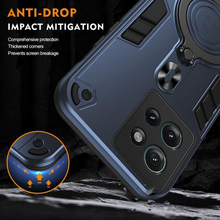 For Motorola Edge 50 Metal Ring 360 Degree Rotating Holder PC Hybrid TPU Phone Case