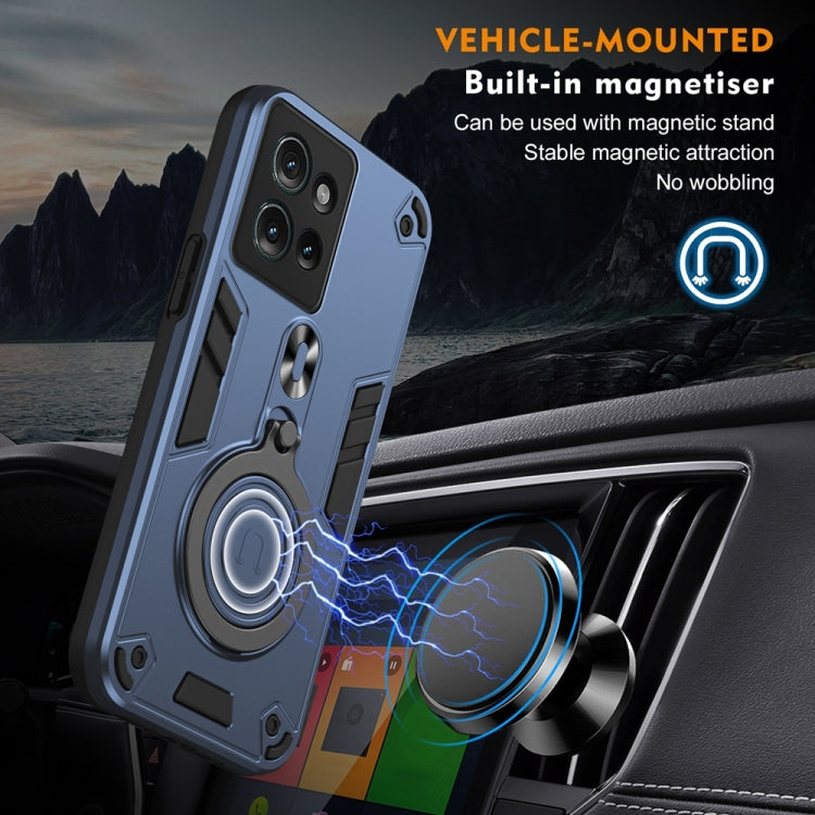 For Motorola Edge 50 Metal Ring 360 Degree Rotating Holder PC Hybrid TPU Phone Case