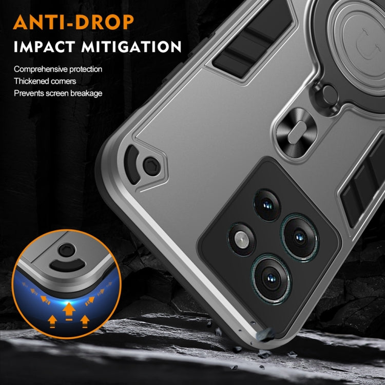 For Motorola Edge 50 Metal Ring 360 Degree Rotating Holder PC Hybrid TPU Phone Case